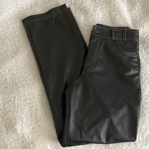 zara wide leg leather pants